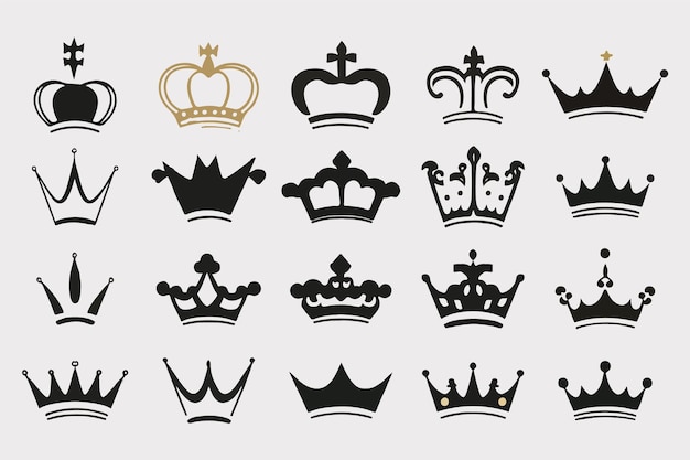 Vector silhouettes crowns set illustration vector design collection