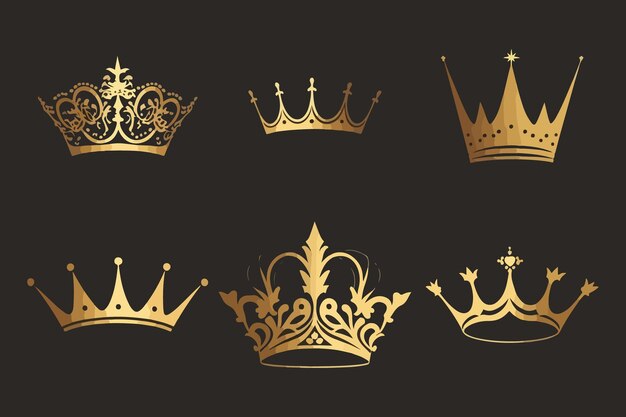 Vector silhouettes crowns set illustration vector design collection