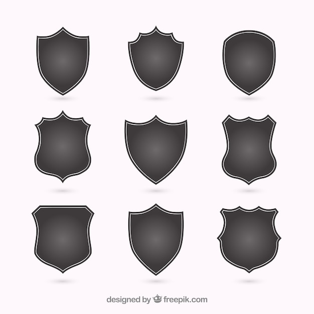 Silhouettes of different shields