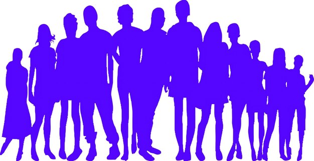 Silhouettes of diverse business people standing men and women full length Inclusive business concept