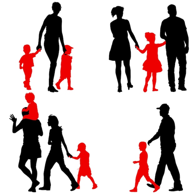 Silhouettes Family on white background Vector illustration