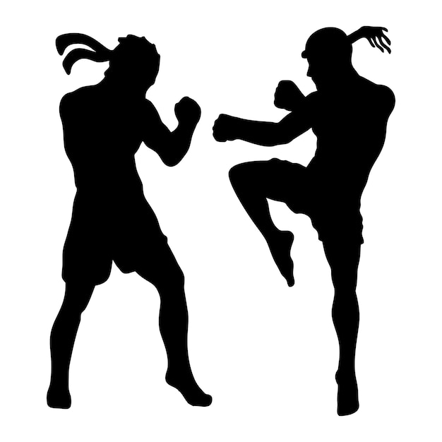 Vector silhouettes of fights with martial arts fists