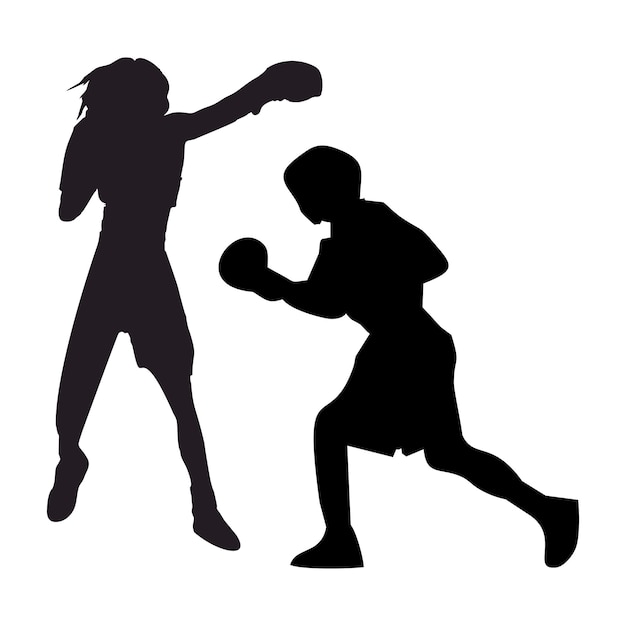 silhouettes of fights with martial arts and fists