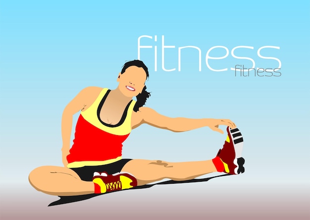 Silhouettes fitness exercises Color 3d vector illustration