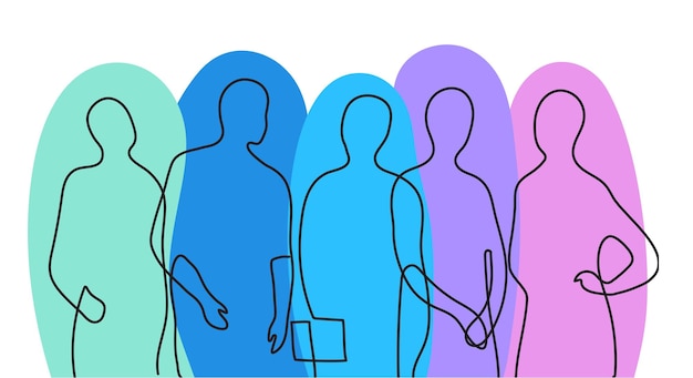 Vector silhouettes of a group of people