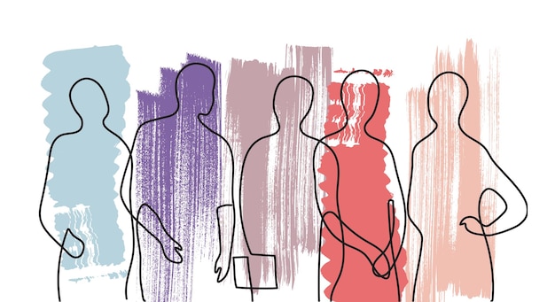 Vector silhouettes of a group of people