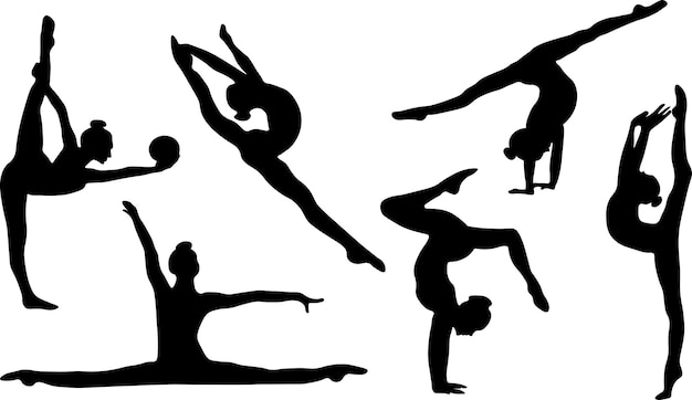 silhouettes of gymnastic poses black silhouette of asport women gymnastics girl silhouette Gymnast