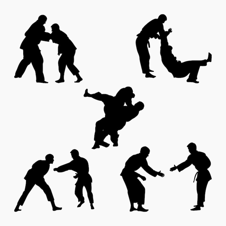 실루엣, judoist, judoka, 전투기, 에서, a, 결투, 싸움, 유도, 스포츠, 무술, sportsmanship, 스포츠