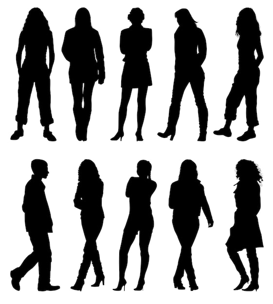 Silhouettes man and women