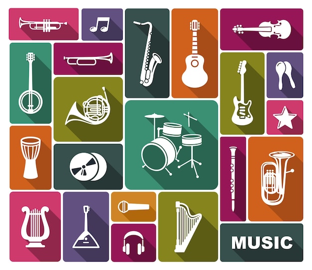 Silhouettes of musical instruments