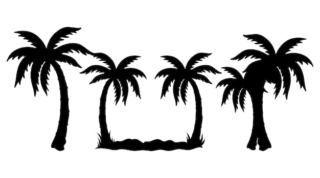 Vector silhouettes of palm trees