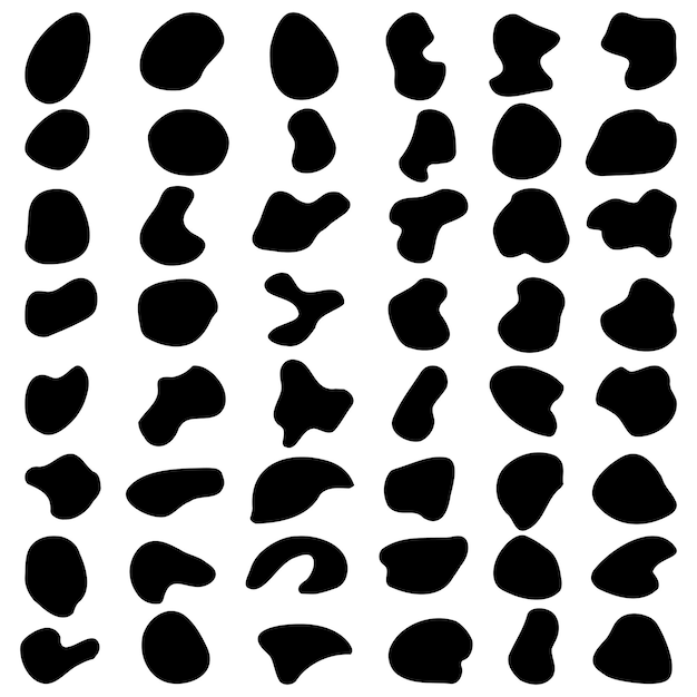 Vector silhouettes of pebbles drops and stones random blotch drop of liquid fluid vector illustration