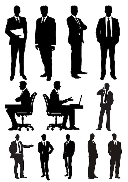 silhouettes of people black and white illustration