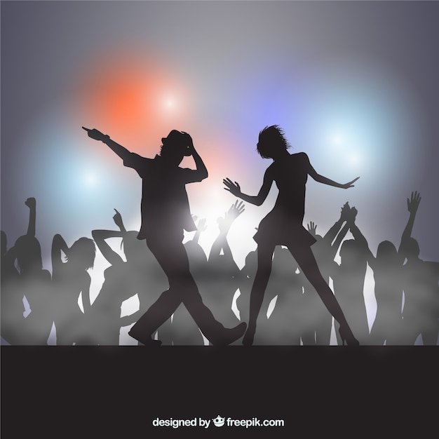 Silhouettes of people dancing