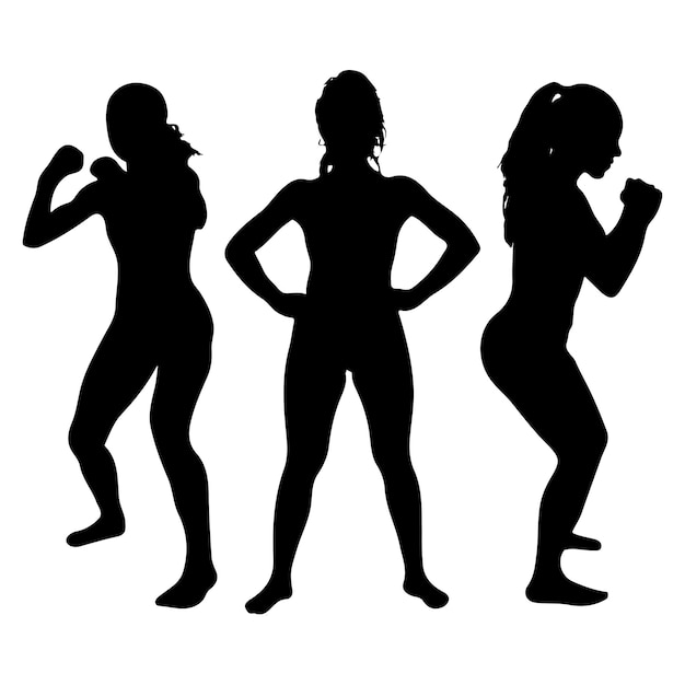 Vector silhouettes of people muay thai vector illustration