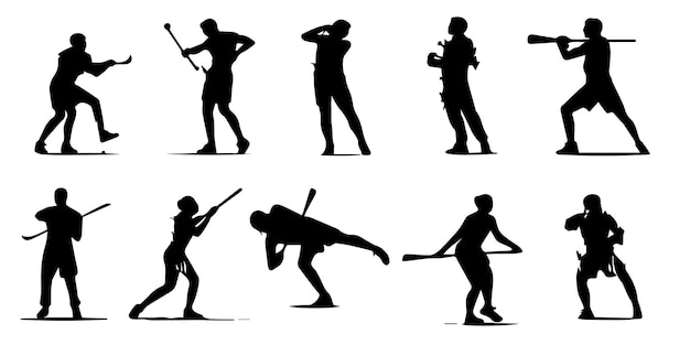 Silhouettes of people with a bat and a helmet vector illustration