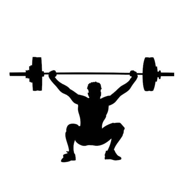 Vector silhouettes of people with weight lifting