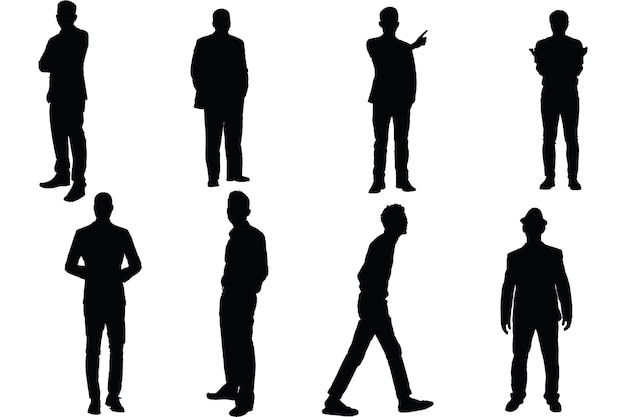 Vector silhouettes of people with the word man on the top.