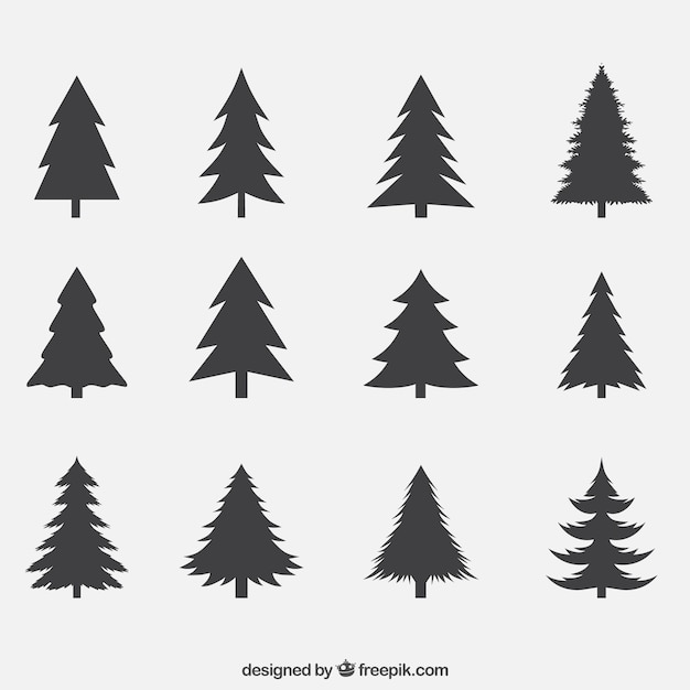 Vector silhouettes of pines pack