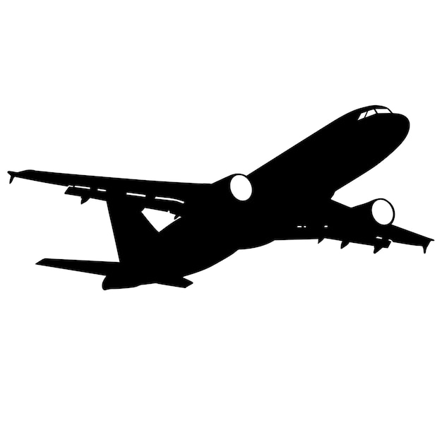 Vector silhouettes of planes on a white background