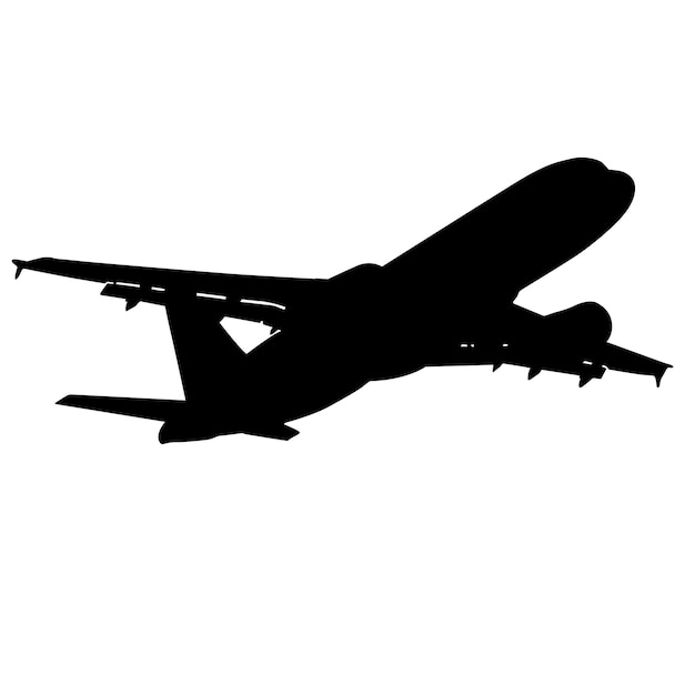 Vector silhouettes of planes on a white background