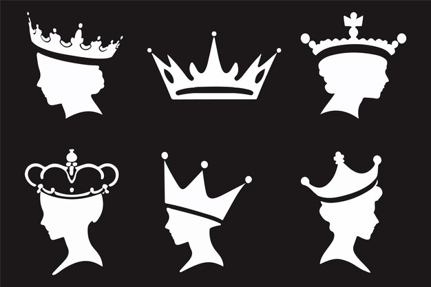 Vector silhouettes queen crowns set illustration vector design collection
