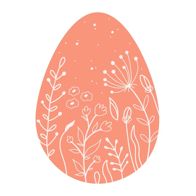 Silhouettes red Easter eggs with spring floral  Illustration minimalistic Easter eggs Vector