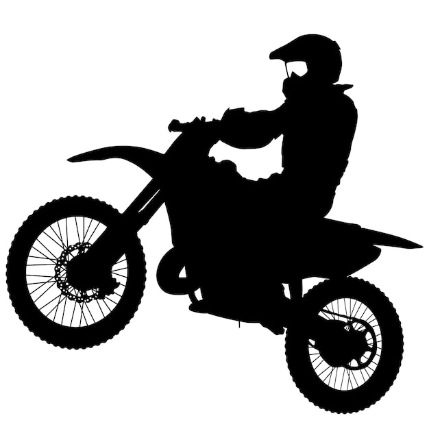 Vector silhouettes rider participates motocross championship on white background