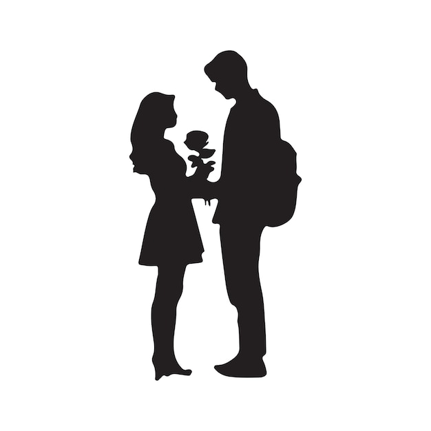 Vector silhouettes of romantic loving couples