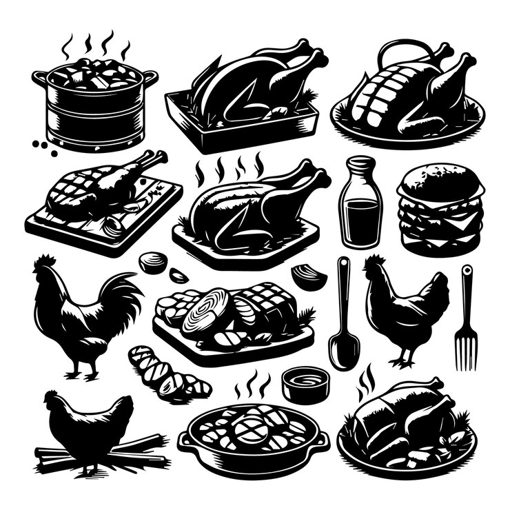 Vector silhouettes rost black vector and white background