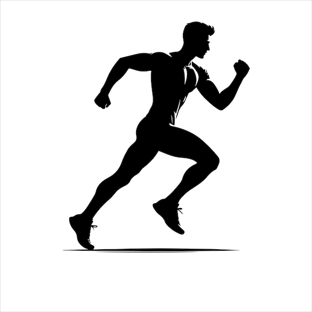 Silhouettes runners on sprint men vector Black silhouettes runners sprint men on white background