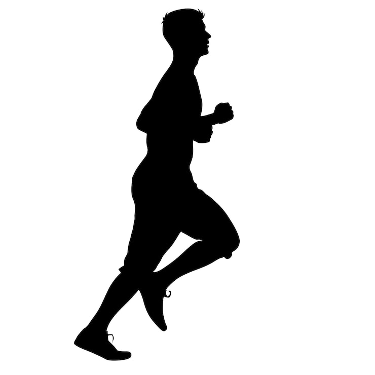 Vector silhouettes runners on sprint men vector illustration