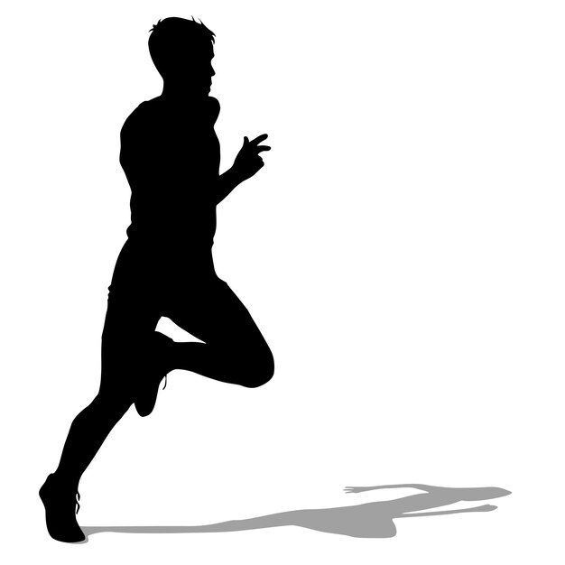 Vector silhouettes runners on sprint men vector illustration