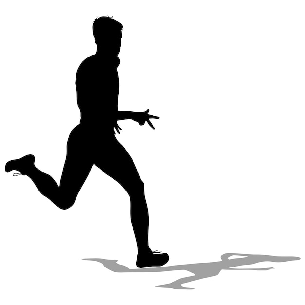 Vector silhouettes runners on sprint men vector illustration