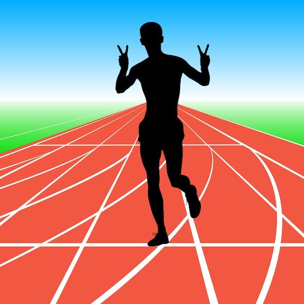Vector silhouettes runners on sprint men vector illustration