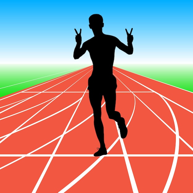 Silhouettes runners on sprint men vector illustration