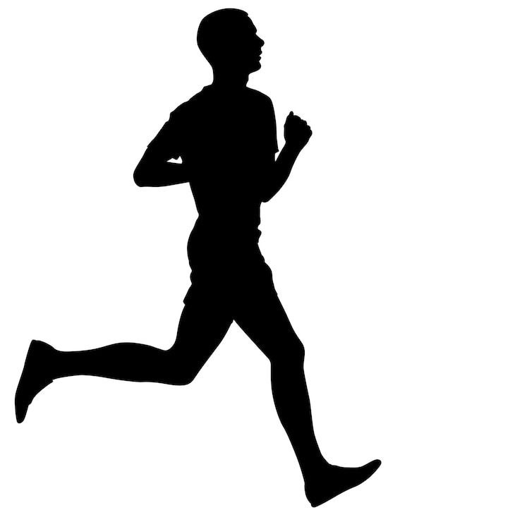 Vector silhouettes runners on sprint men vector illustration