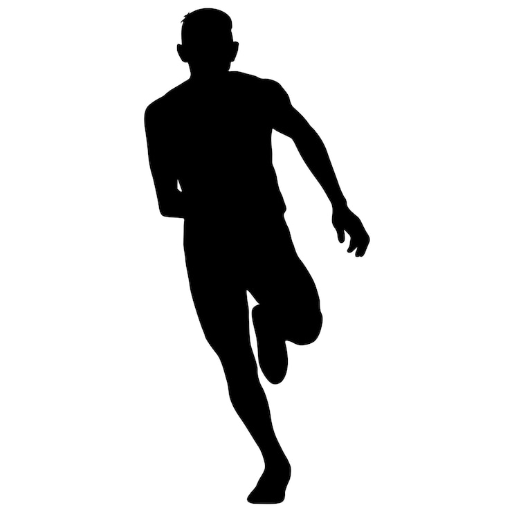 Vector silhouettes runners sprint men on white background