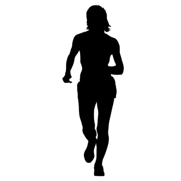 Silhouettes Runners on sprint women vector illustration