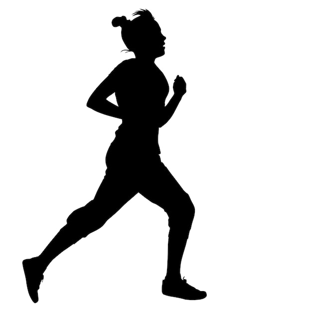 Silhouettes Runners on sprint women vector illustration