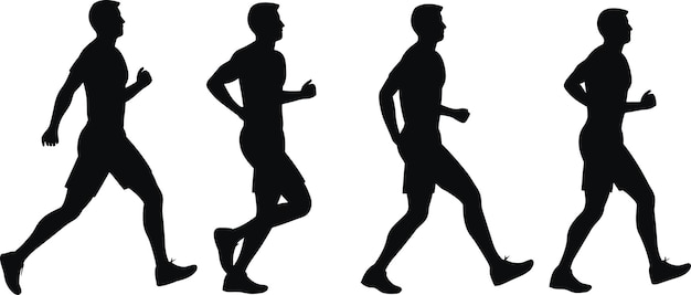silhouettes of a running athlete running person vector