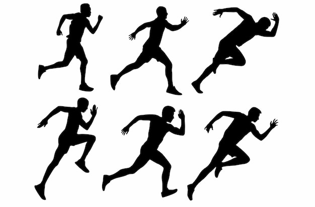 Silhouettes of a running man