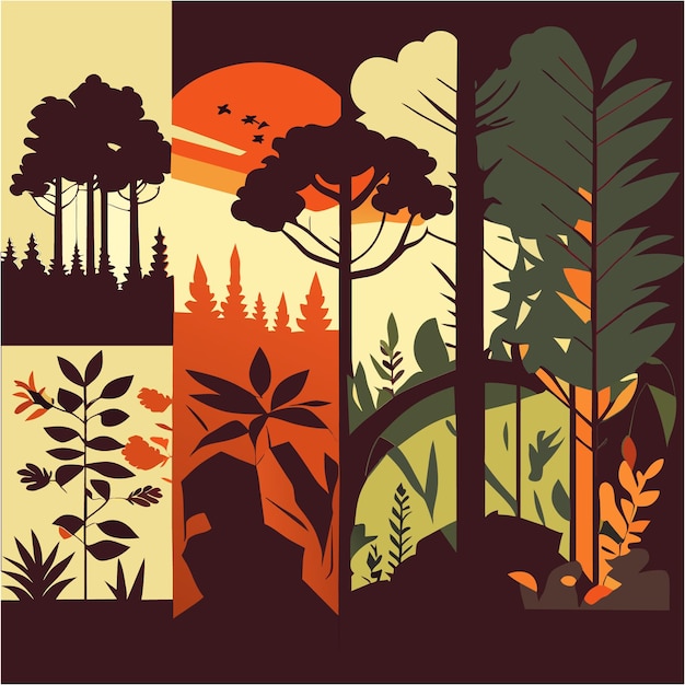 Vector silhouettes shapes of nature