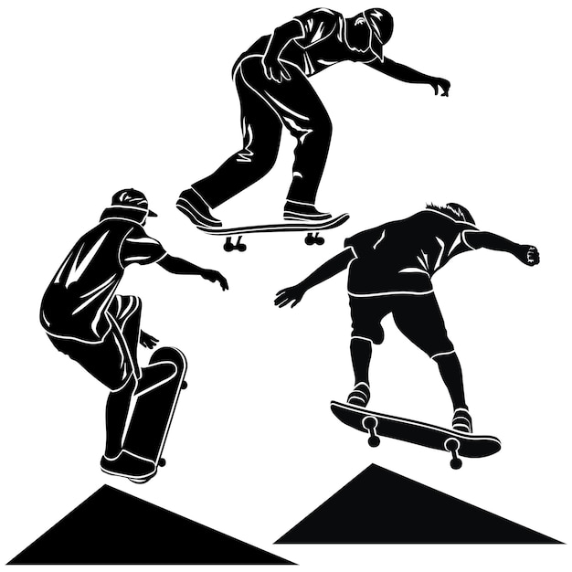 Silhouettes of Skateboarders