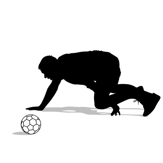 Vector silhouettes of soccer players with the ball vector illustration