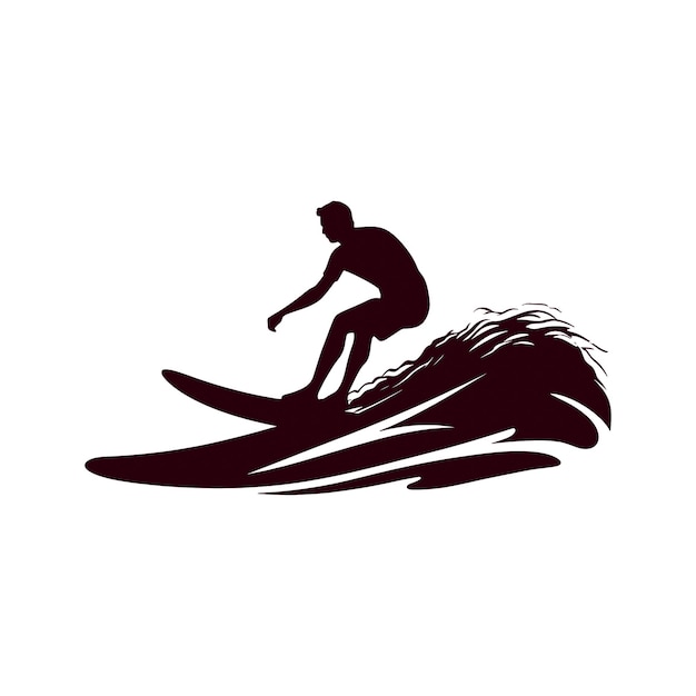 Silhouettes of a surfer surfing the waves on his surfboard