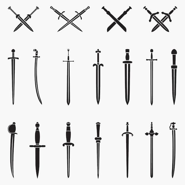 Vector silhouettes swords vector design