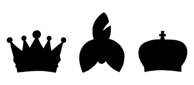 Vector silhouettes of the three kings crowns