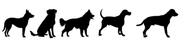 silhouettes of various dog breeds in black color