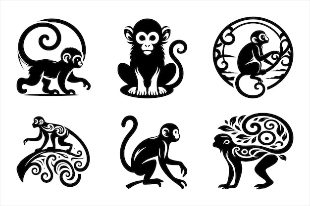 Vector silhouettes vector design of monkey